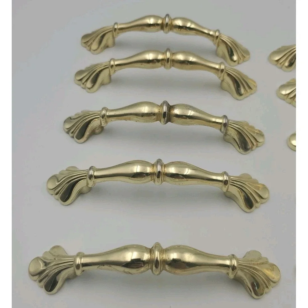 17‎ Vtg French Provincial Gold Brass Drawer Pulls Dresser Cabinet Handles 3